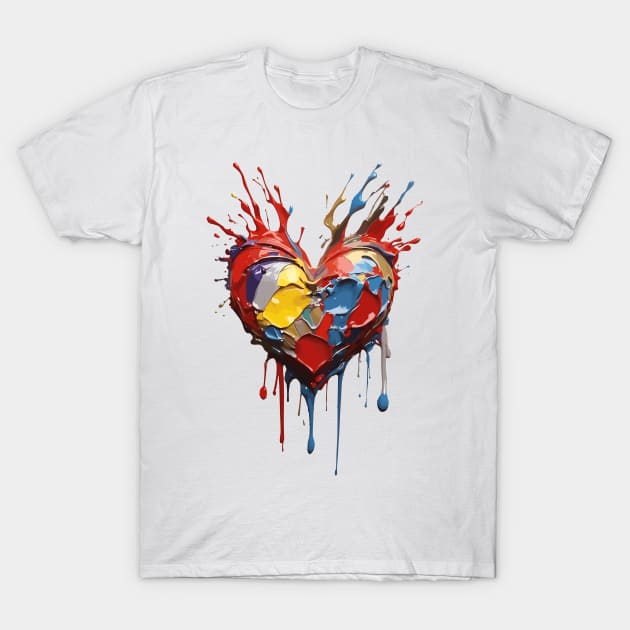 Splashed Paint Heart T-Shirt by NerdsbyLeo